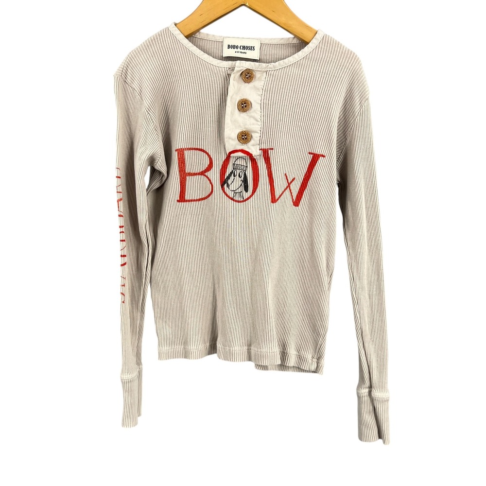 BOBO‎ CHOSES Ribbed Henley Top 4/5 Year Organic Cotton Nautical Boat Bow Stern
